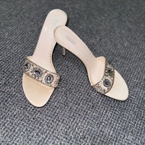 Cocktail high heel slide with crystal embellishment